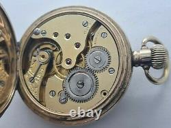 Antique 1909 Swiss Made Half Hunter Gold Plated Pocket Watch VGC Serviced Rare