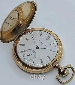 Antique 1910 ELGIN Ladies 15J Gold G. F. Victorian Full Hunter Pocket Watch 6s