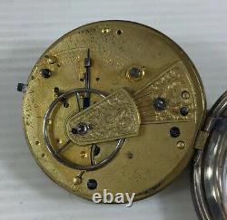 Antique 1912 Solid Silver Open Face Pocket Watch Working 5cm Face Diameter