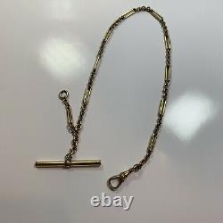 Antique 1920 12k Gold Filled Simmons Albert Watch Chain Necklace Bar