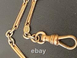 Antique 1920 Art Deco 14 Solid White Gold 14k Pocket Watch Chain SIGNED Engel