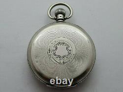 Antique 1920 Swiss Made Solid Silver Pocket Watch With Wooded Stand Working