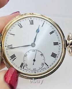 Antique 1923 Full Hunter 9 Carat Yellow Gold Roman Numerals Seconds Pocket Watch