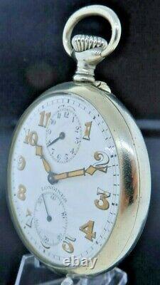Antique 19.65 Longines WW2 Military Wind Alarm Pocket Watch High Grade Runs