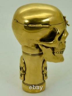 Antique 19th C. French Masonic Skull Verge Fusee cane holder with integrated watch