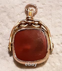 Antique 19th century 9ct gold and bloodstone agate pocket watch fob