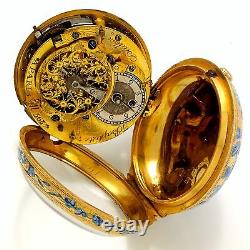 Antique 20k Rose Gold Quarter Hour Repeater Verge Fusee Pocket Watch C1751
