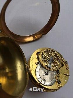 Antique 22ct Gold Fusee Verge Portrait Enamel Scene Pocket Watch C. 1740