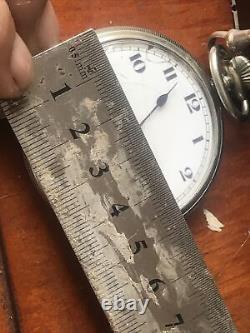 Antique 5cm Slim Silver Nickel Pocket Watch And Thick Albert Chain. Working