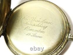 Antique 800 GALLONE Silver FOB Pocket Watch Floral Enamel Dial H. BRUCKNER 45mm