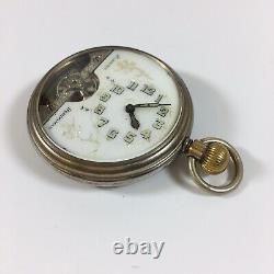 Antique 8 Day Hebdomas Silver Plated Pocket Watch Not Working