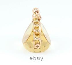 Antique 9Ct Gold And Genuine Yellow Topaz Swivel / Spinner Fob / Pendant