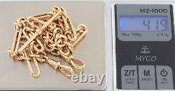 Antique 9Ct Gold Baton And Round Link Double Albert Watch Chain 15 3/4'