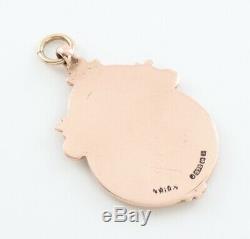 Antique 9Ct Rose Gold And Enamel Pigeon Fob Medal For Watch Chain