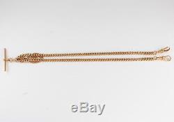 Antique 9Ct Rose Gold Double Albert Watch Chain / Necklace 37.7g, 18 3/4 inches