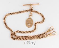 Antique 9Ct Rose Gold Double Albert Watch Chain / Necklace 37.7g, 18 3/4 inches