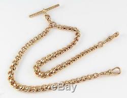 Antique 9Ct Rose Gold Graduated Rollerball Double Albert Watch Chain, Chester