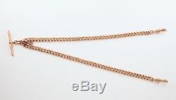 Antique 9Ct Rosey Gold Double Albert Watch Chain / Necklace 43.9grams