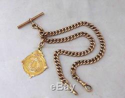 Antique 9Kt Gold Copper Lined Pocket Watch Chain 9Kt Rose Gold Fob By Willis