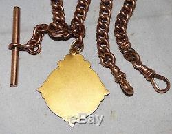 Antique 9Kt Gold Copper Lined Pocket Watch Chain 9Kt Rose Gold Fob By Willis