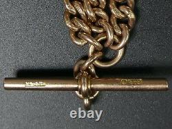 Antique 9 Ct Rose Gold Double Clip Pocket Watch Albert Chain C. 1900 33.8 Grams