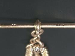 Antique 9 Ct Rose Gold Double Clip Pocket Watch Albert Chain & Locket Fob-58.8 G