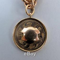 Antique 9 K Rose Gold Double Clip Pocket Watch Albert Chain & Fob C. 1930 53.4g