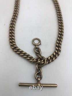 Antique 9 carat hallmarked rose gold pocket watch albert guard chain 61.8 grams