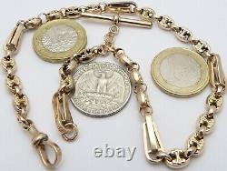 Antique 9 carat rose gold fancy pocket watch albert guard chain 18.4 grams