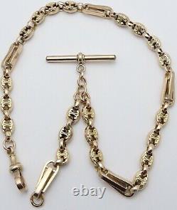 Antique 9 carat rose gold fancy pocket watch albert guard chain 18.4 grams