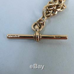 Antique 9ct Rose Gold Double Clip Kerb Link Pocket Watch Chain & Masonic Fob