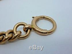 Antique 9ct Rose gold double Albert curb chain with T Bar & swivel. VGC