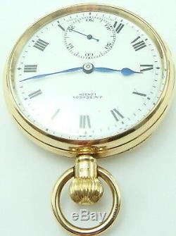 Antique 9ct gold 15 jewel pocket watch. J W Benson London In Good Working Order