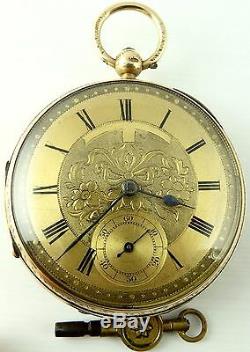 Antique 9ct gold dial fusee pocket watch Alexander London c1915 Working Order