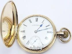 Antique 9ct gold full hunter pocket watch Waltham USA. In good working order