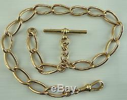 Antique 9ct rose gold albert 14.5 inch pocket watch guard chain Weighs 49.2 gms