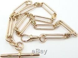 Antique 9ct rose gold fancy pocket watch albert guard chain 29.6grams 13.5inches