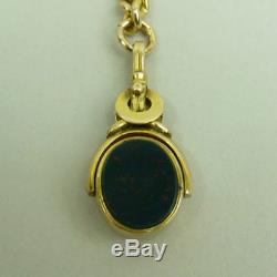 Antique 9k Gold Double Clip Kerb Link Pocket Watch Albert Chain &swivel Fob 1900