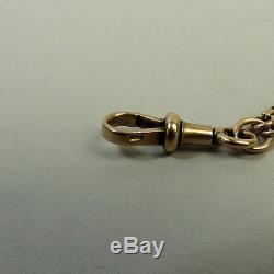 Antique 9k Rose Gold Double Clip Pocket Watch Albert Chain C. 1900 19.7 Grams