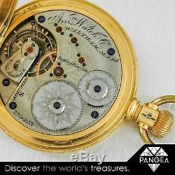 Antique A W Co Waltham J9804 Solid 18k Yellow Gold Pocket Hunter Watch 52mm