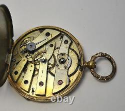 Antique Aiguilles 18k Gold 4 Rubis Echappement Cylinder 8s French Pocket Watch