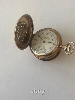 Antique American Waltham Watch Diamond Pocket Watch 14K Case French Inscribed