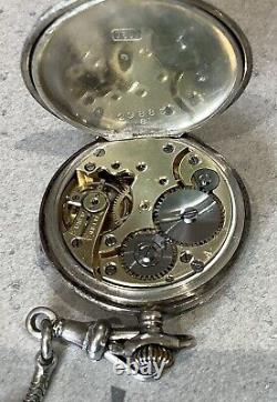 Antique Ancre 800 Silver French Fob Watch. On Silver Tassel Watch Chain
