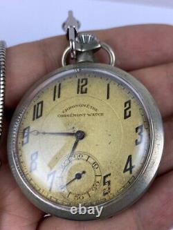 Antique Ancre Chronometer Corgemont pocket Watch 1930'S 15 rubis very good works
