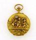 Antique Art Nouveau Ladies French Cherubs Diamond Pendant Watch 18k Yellow Gold