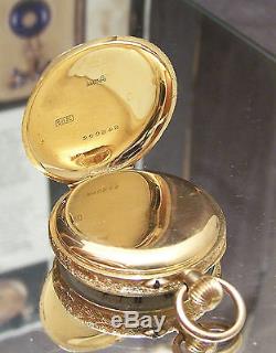 Antique Baume & Mercier Swiss C1910 Solid 18k Gold Pocket Watch + Box & Chain