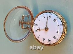 Antique Beautiful Gilt Pair Case Fusee Pocket Watch (Rich Charter London 6241)