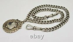 Antique Beautiful Solid Silver Albert Pocket Watch Chain With Fob 50.8 G