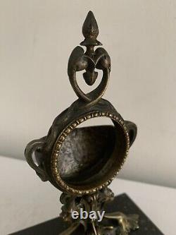 Antique Bronze Watch Stand On Marble Base