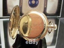 Antique C1874 Patek Philippe Solid 18k Gold Enameled Half Hunter Pocket Watch